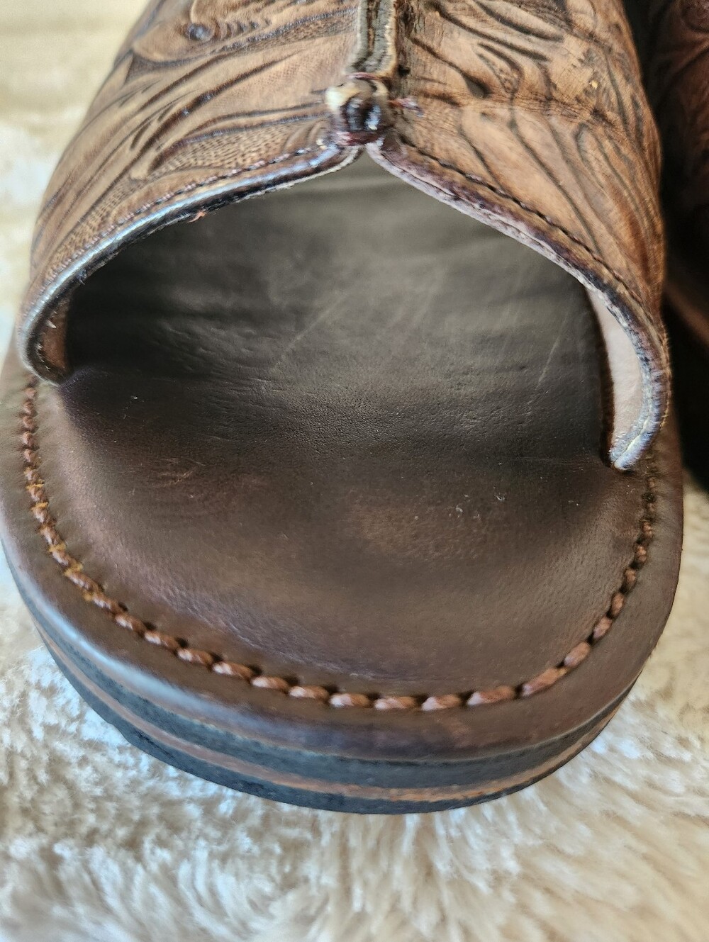 Cole Haan Brown Leather Embossed Sandals/Slides Women's Size 8 - Picture 10 of 16